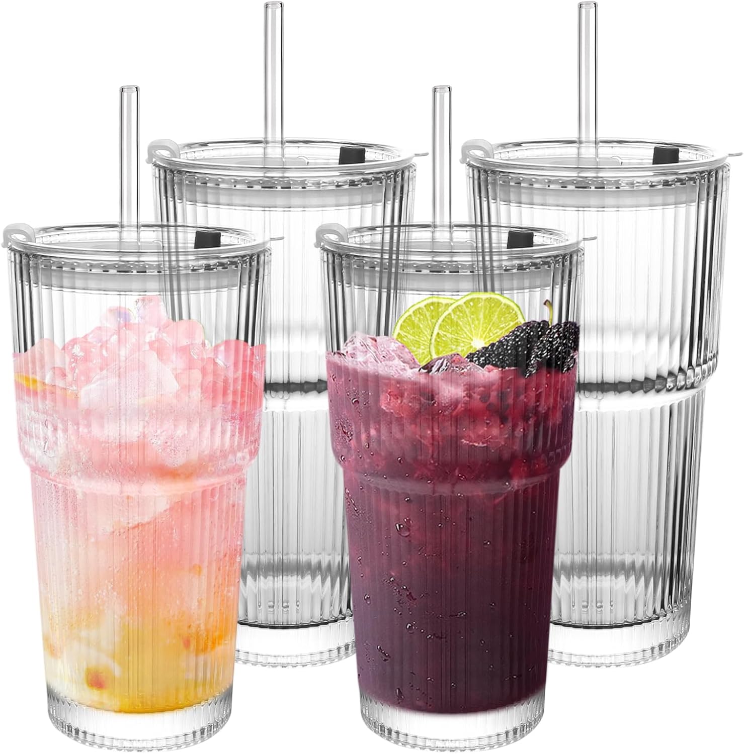 Training Cup Straw - Современный стеклянный стакан с ребристой поверхностью,